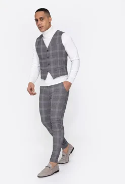 Veste tendance sans manches avec motif à carreaux