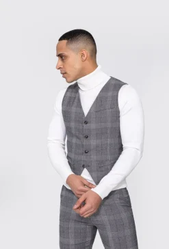 Veste tendance sans manches avec motif à carreaux