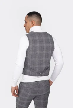 Veste tendance sans manches avec motif à carreaux