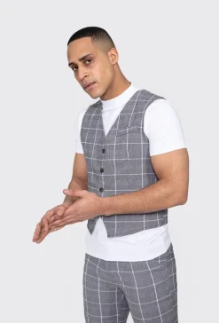 Veste tendance sans manches avec motif à carreaux