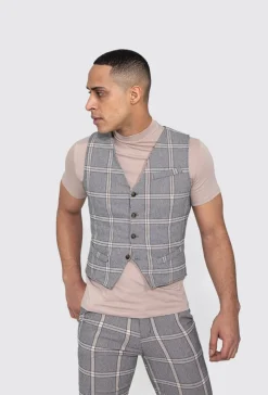Veste tendance sans manches avec motif à carreaux