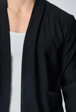 Veste uni fluide confortable avec motif à rayures
