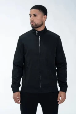 Veste unie sans capuche style biker en tissus