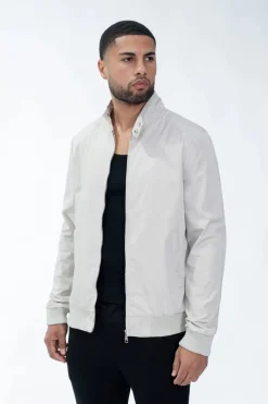 Veste unie sans capuche style biker en tissus