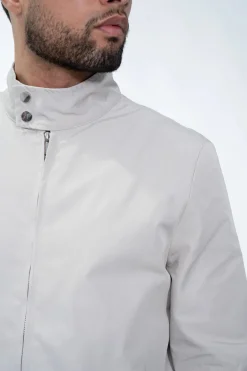 Veste unie sans capuche style biker en tissus