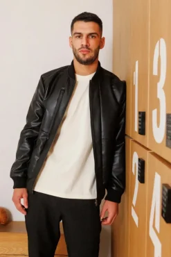 Veste unie simili cuir